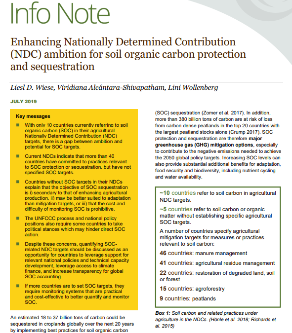 Enhancing Nationally Determined Contribution (NDC) ambition for soil organic carbon protection and sequestration