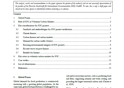 GIZ Synthesis Paper on Voluntary Carbon Markets for Soil Organic Carbon. Draft for Comment