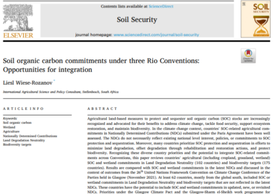 Soil organic carbon commitments under three Rio Conventions: Opportunities for integration